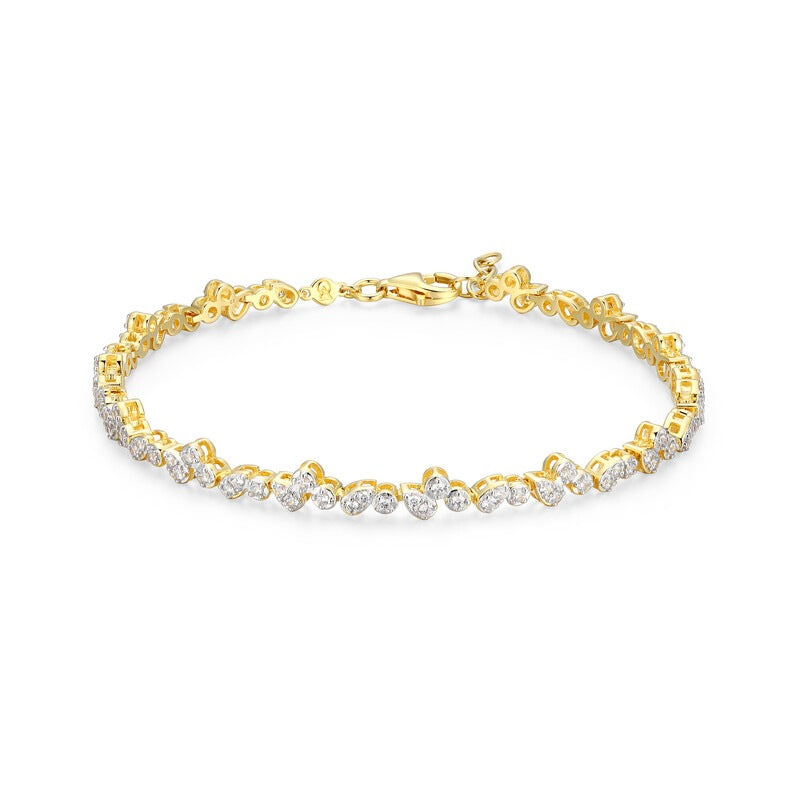 Tennis Pear and Round Lab-Created Diamond Bracelet in 14K Yellow Gold-Plated Sterling Silver