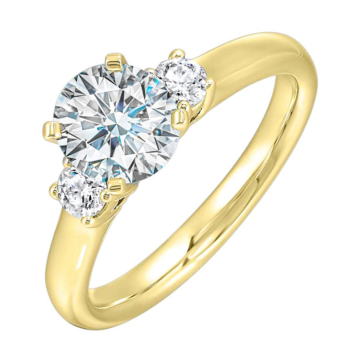 14K Gold Three-Stone Diamond Semi Mount Ring for Round Center, 0.25 CTW Diamonds