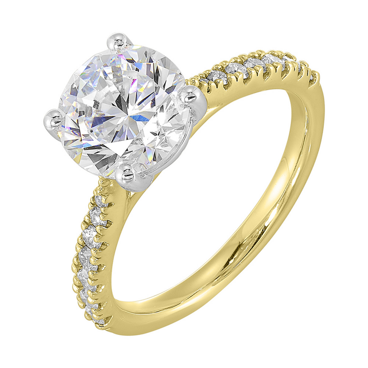 14K Two-Tone Gold Diamond Semi Mount Ring for Round Center, 0.25 CTW Diamonds