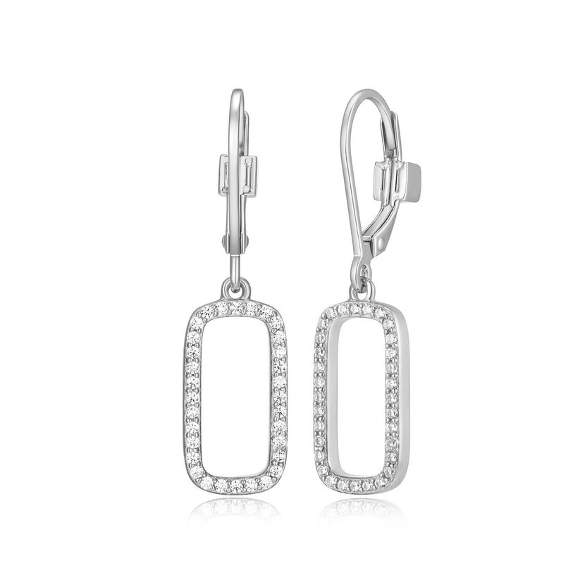 Elle "Allure 2.0" Rhodium-Plated Sterling Silver Leverback Earrings