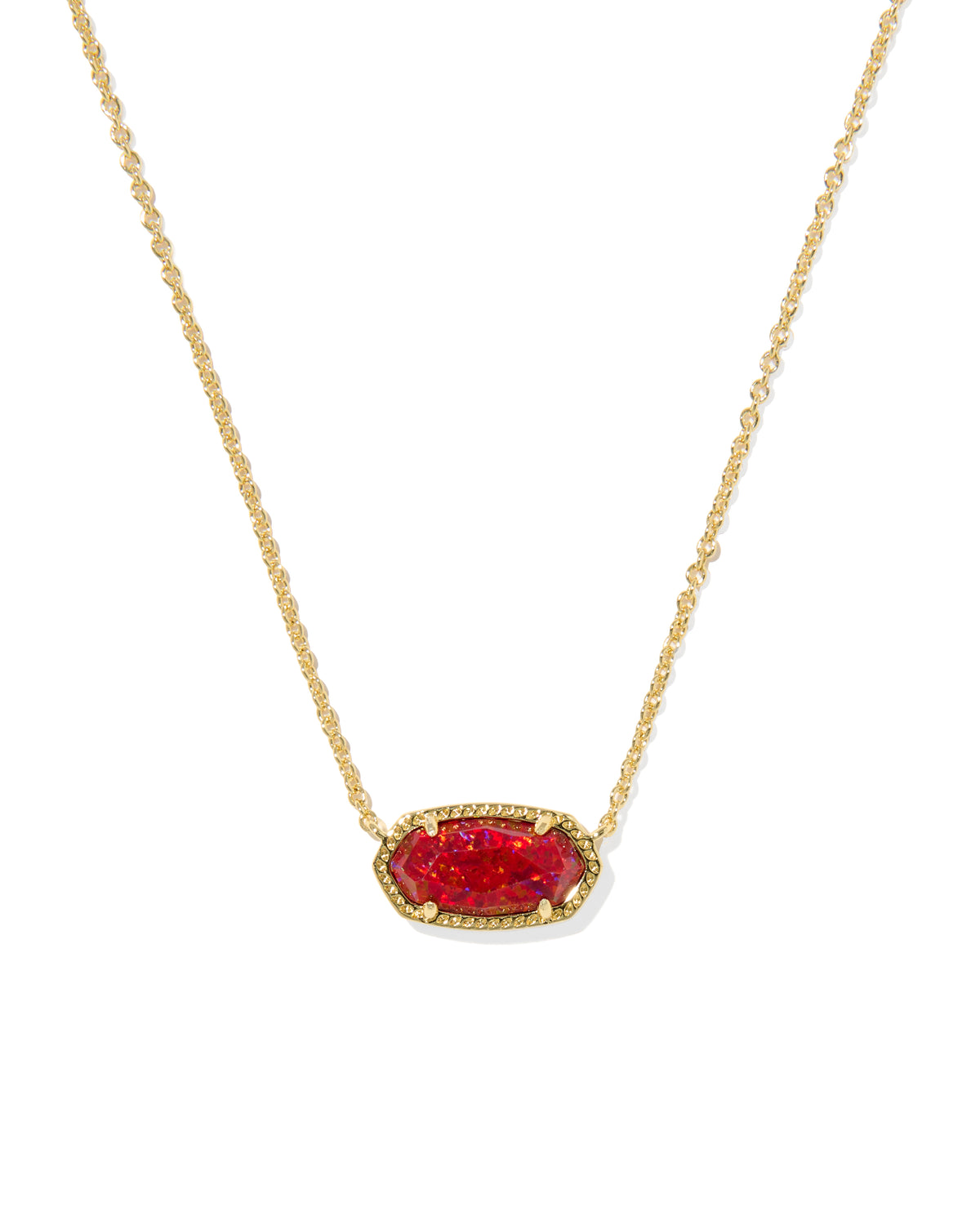 Kendra Scott Elisa Yellow Gold-Plated Red Kyocera Opal Pendant Necklace