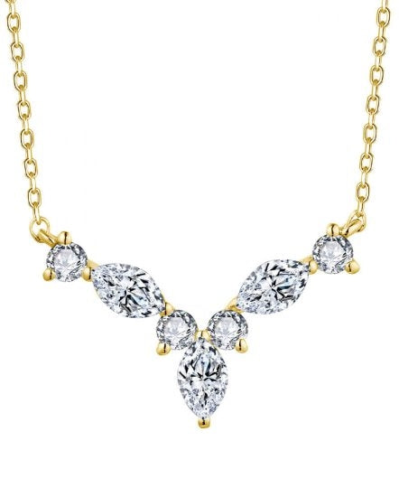 14K Yellow Gold Marquise and Round Diamond Pendant