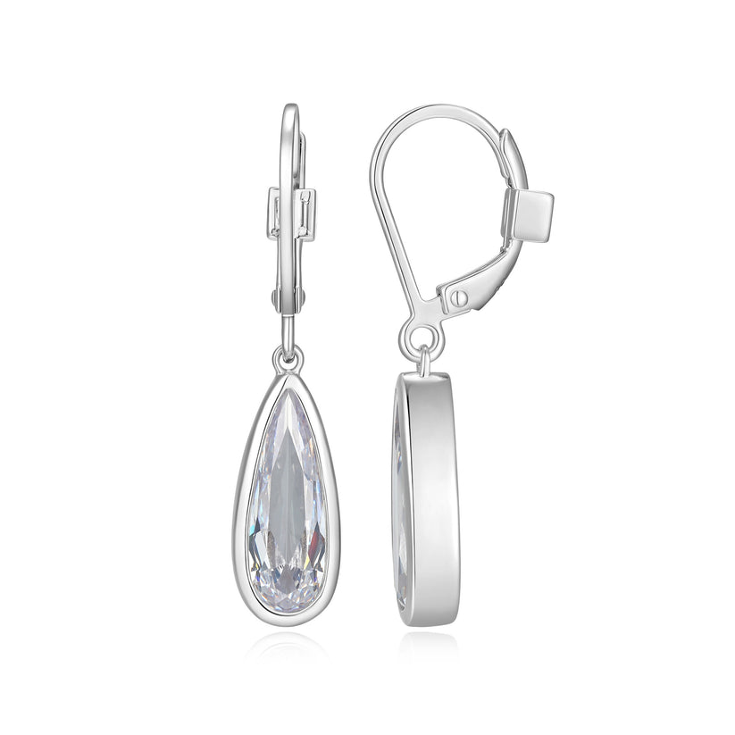 Elle Rhodium-Plated Leverback Earrings