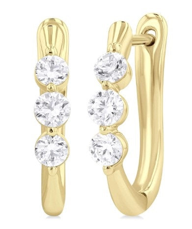 14K Yellow Gold Hoop Diamond Earrings