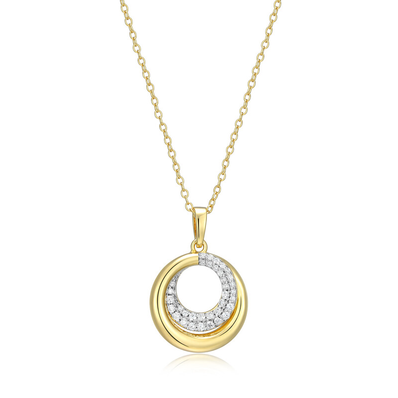 Adorn Twin Circle Lab-Created Diamond Pendant Necklace in 14K Yellow Gold-Plated Sterling Silver