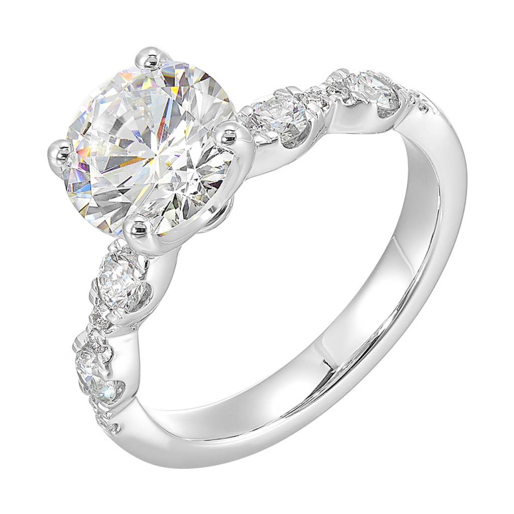 14K Gold Diamond Semi Mount Ring for Round Center, 0.50ctw