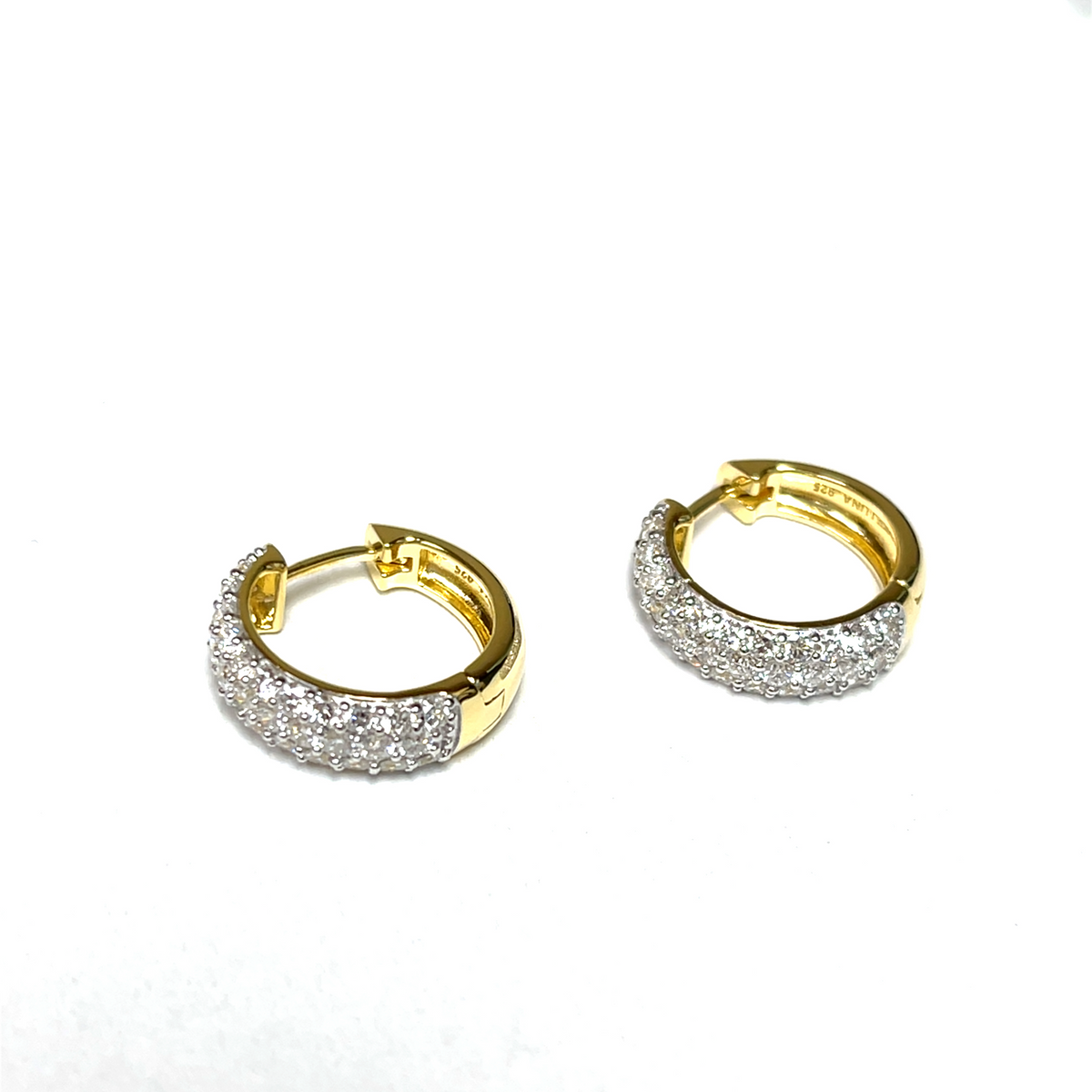 Timeless Pave Huggie Lab Diamond Fashion Earrings in 14K Yellow Gold-Plated Sterling Silver