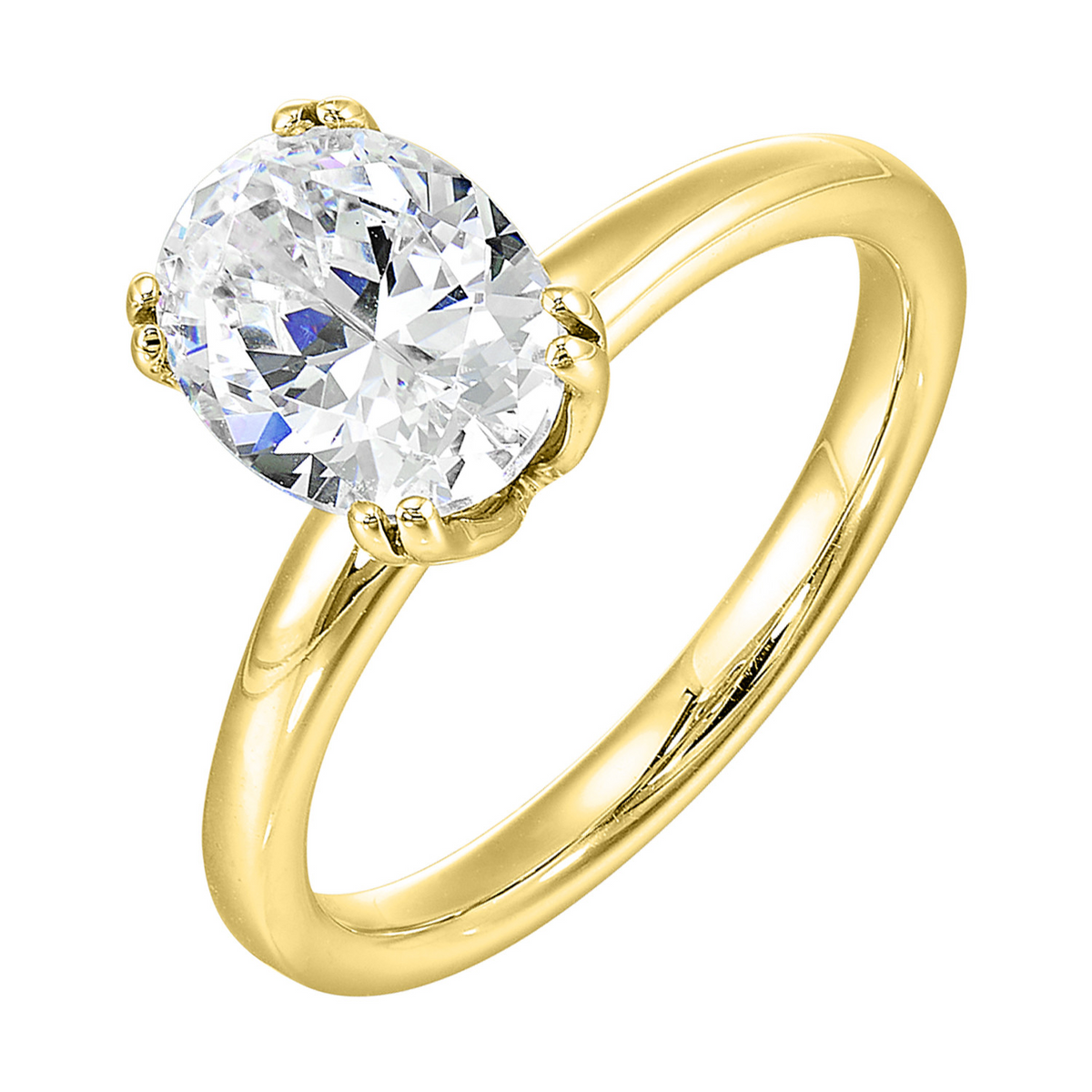 14K Gold Solitaire Diamond Semi Mount Ring for Oval Center
