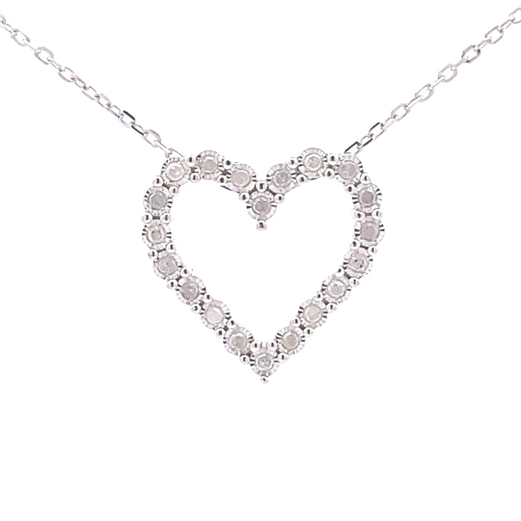 Diamond Heart Pendant Sterling Silver