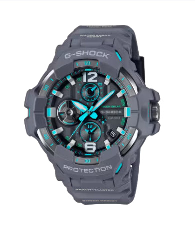 Casio G-Shock Gravitymaster Dark Gray Solar Watch with Teal Accents