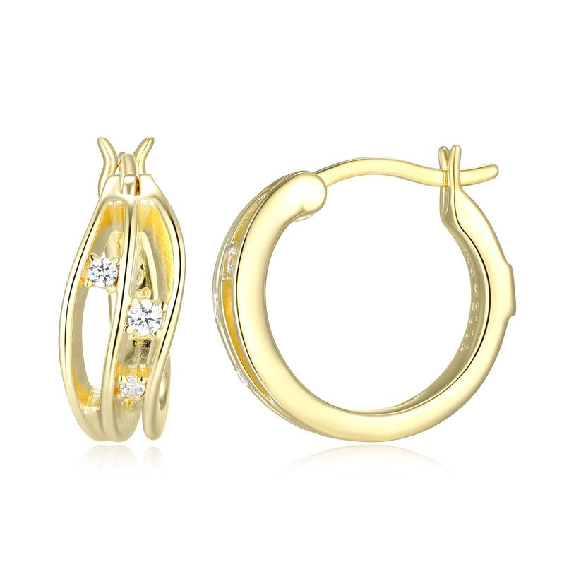 Elle "Between Moments" 14K Yellow Gold-Plated Sterling Silver Huggie Earrings