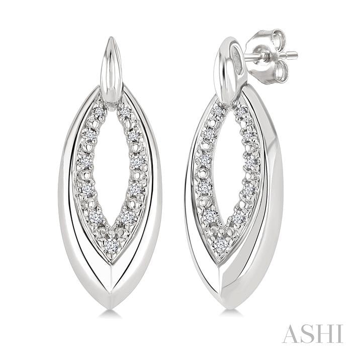 Sterling Silver Bold Marquise Shape Diamond Earrings