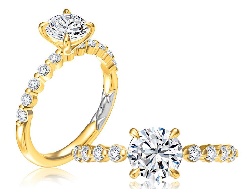 A. Jaffe 14K Yellow Gold Shared Prong Semi-Mount Ring for 1.00ct Round Center