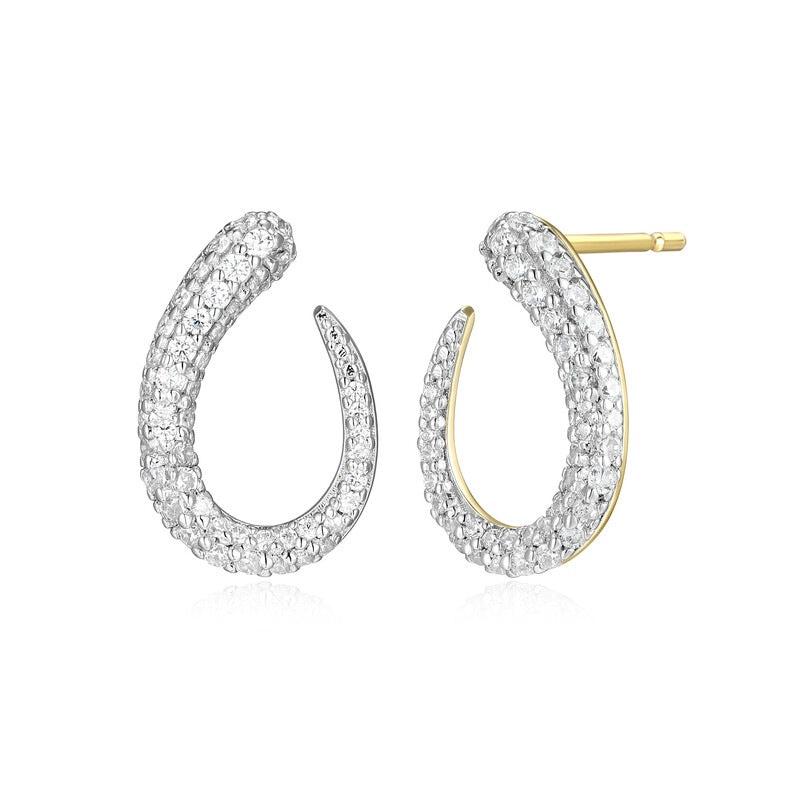 Wave Thick to Thin Lab-Created Diamond Fashion Earrings in 14K Yellow Gold-Plated Sterling Silver