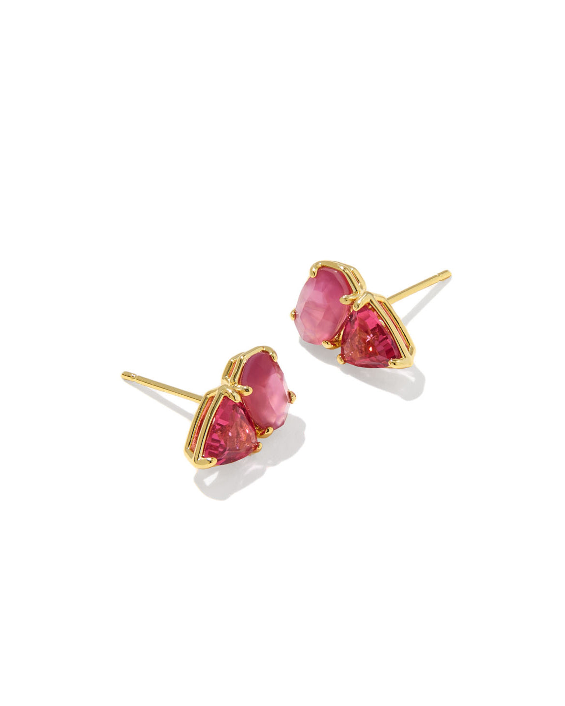 Kendra Scott Tatum Yellow Gold-Plated Stud Earrings in Pink Mix