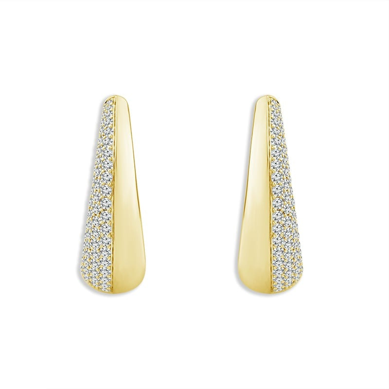 Yellow 10K Gold Diamond Hoop Earrings