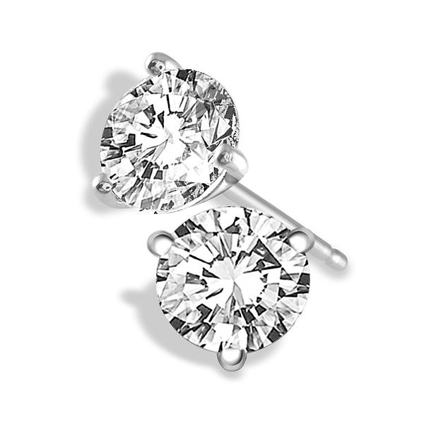 14K White Gold 2.00ctw Round Lab-Grown Diamond Stud Earrings