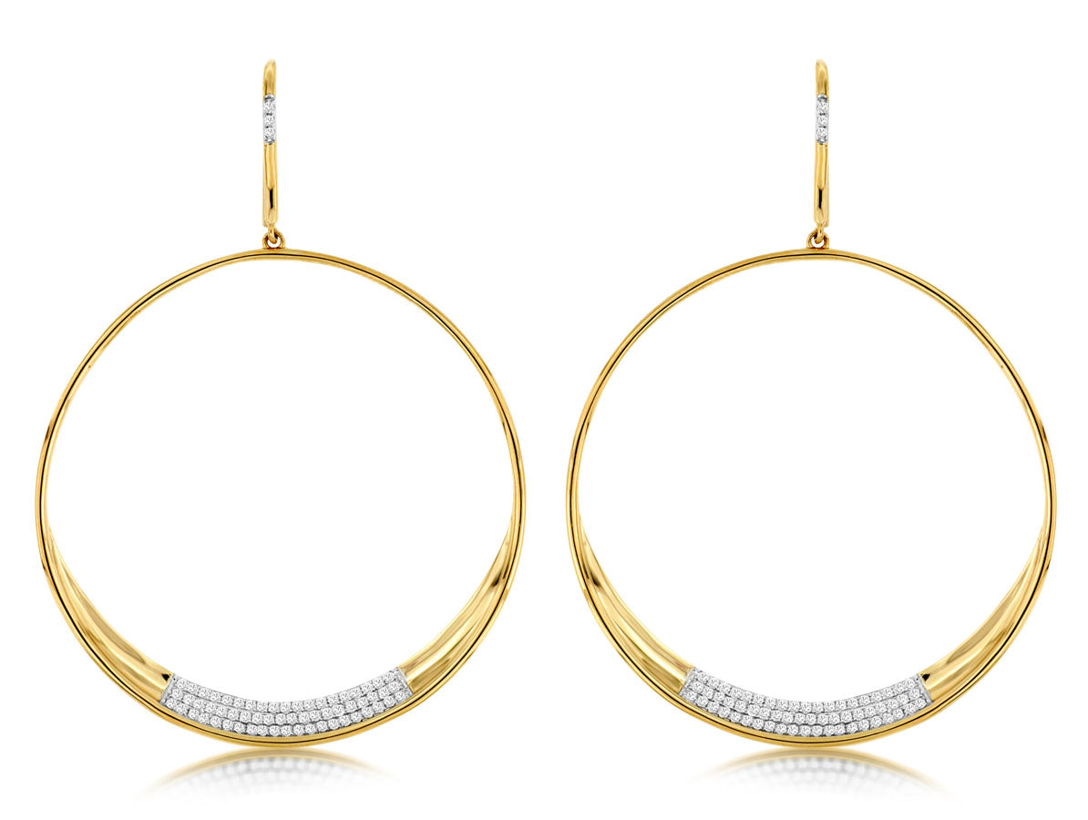 14K Yellow Gold Dangle Diamond Earrings