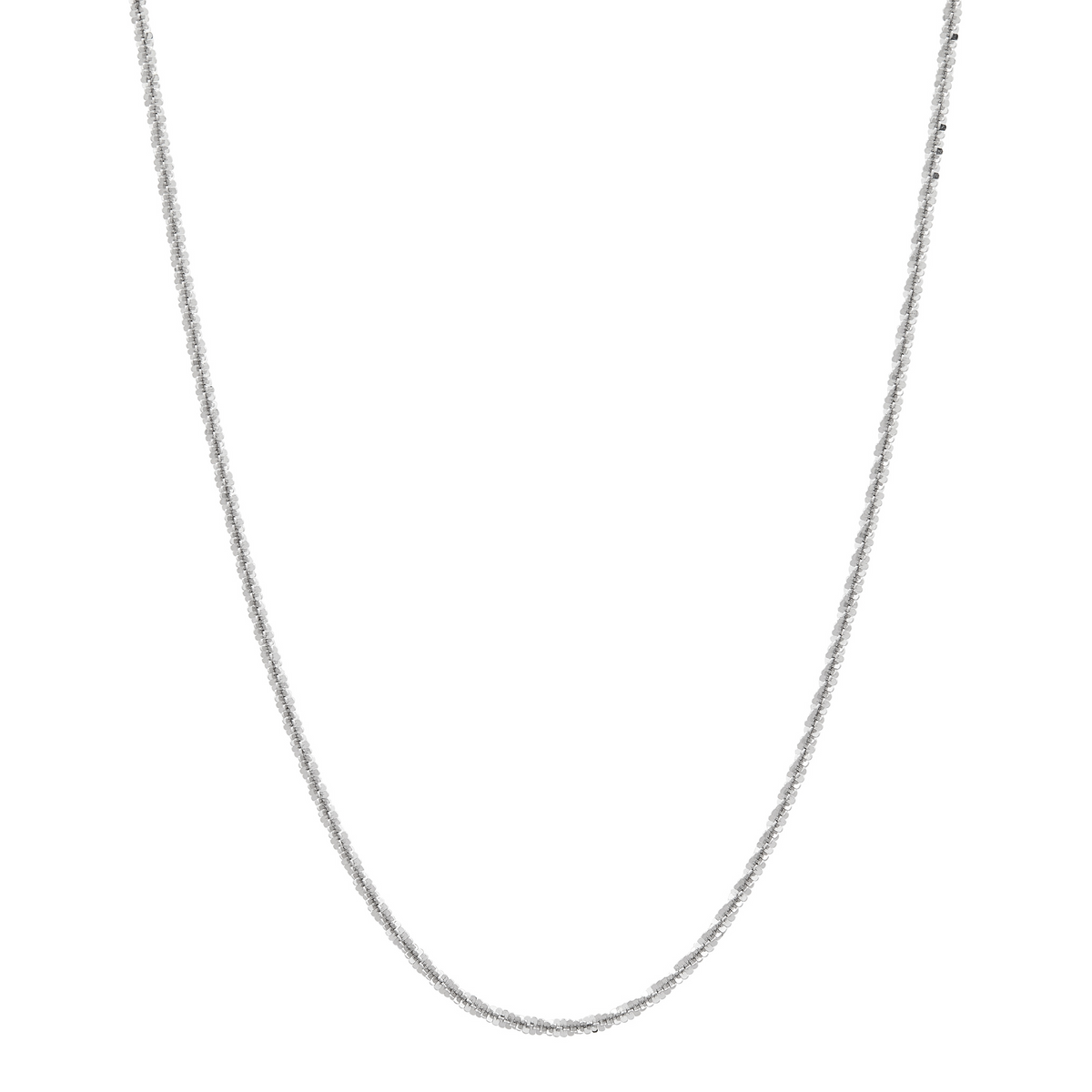 14K White Gold Sparkle Solid Twist Chain Necklace, 1.25mm, 18 Inch