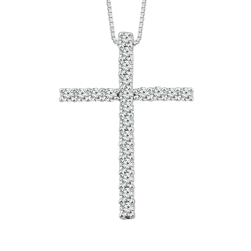 10K White Gold Diamond Cross Pendant (0.25 ctw)
