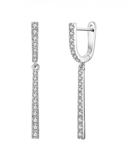 14K White Gold Dangle Diamond Earrings