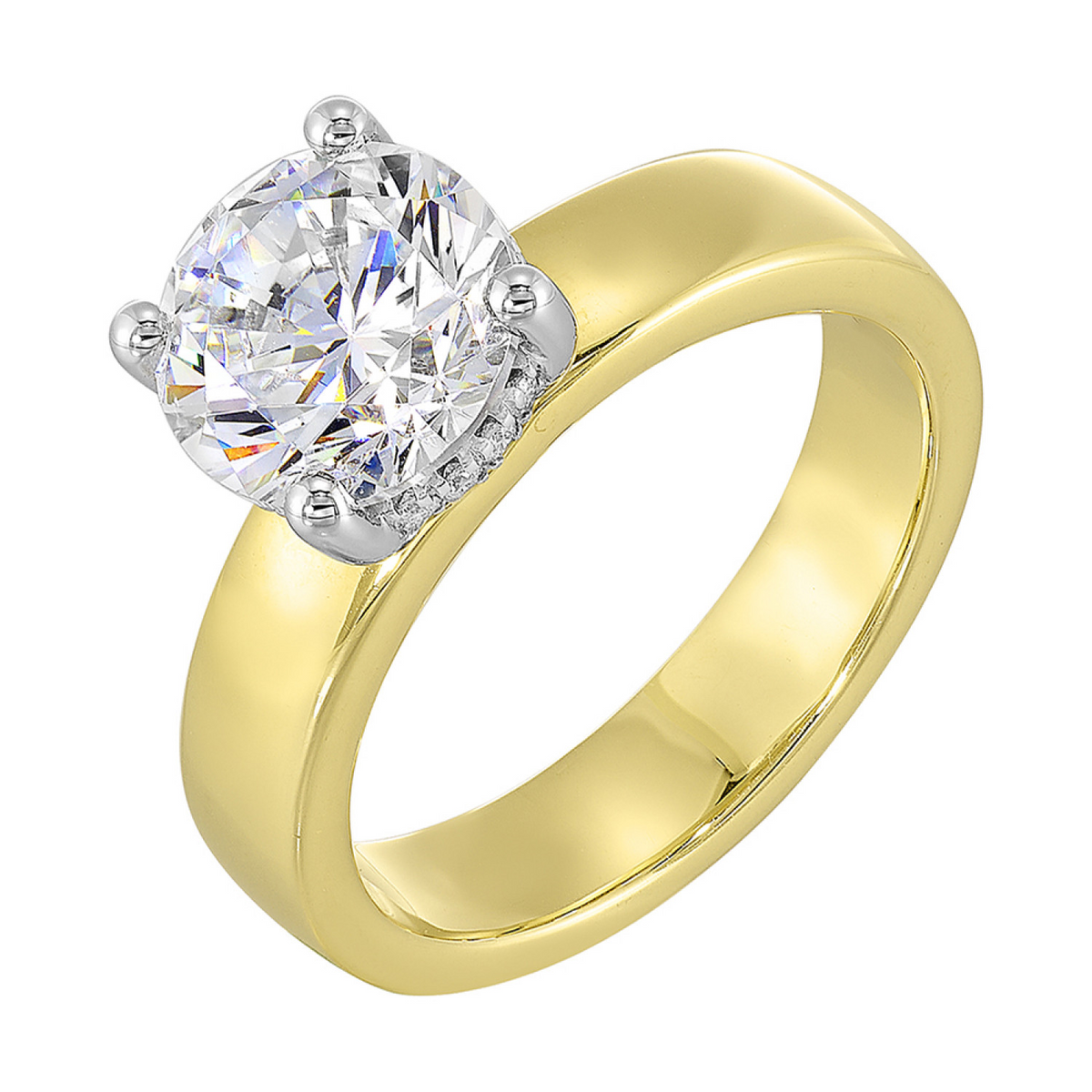 14K Gold Halo Solitaire Diamond Semi Mount Ring for Round Center, 0.10 CTW Diamonds