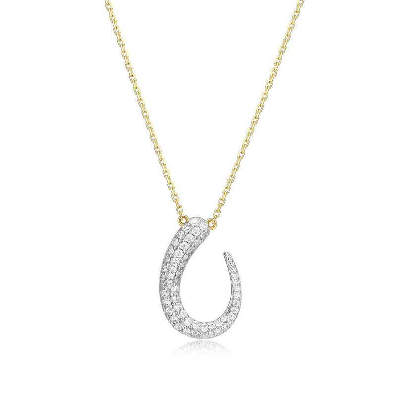 Wave Thick to Thin Lab-Created Diamond Pendant Necklace in 14K Yellow Gold-Plated Sterling Silver