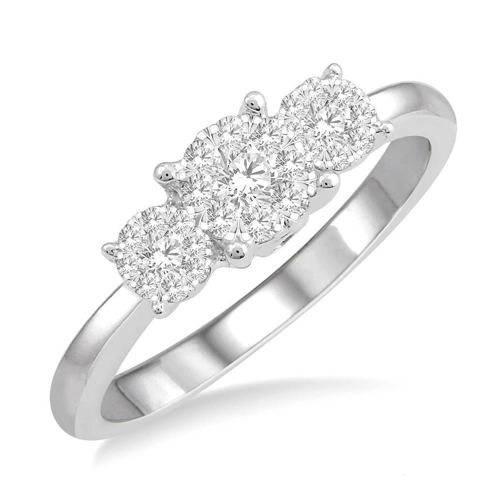 14K White Gold Lovebright Round Diamond Engagement Ring