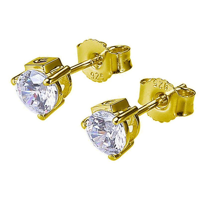 Martini Yellow Gold-Plated CZ Earrings