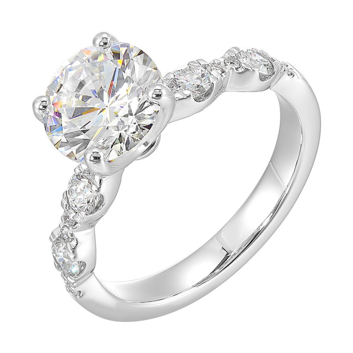 14K White Gold Semi-Mount Ring for 0.50ct Round Center