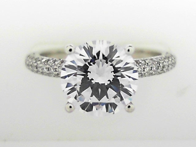 14K Gold Diamond Semi Mount Ring for Round Center, 0.38 CTW Diamonds