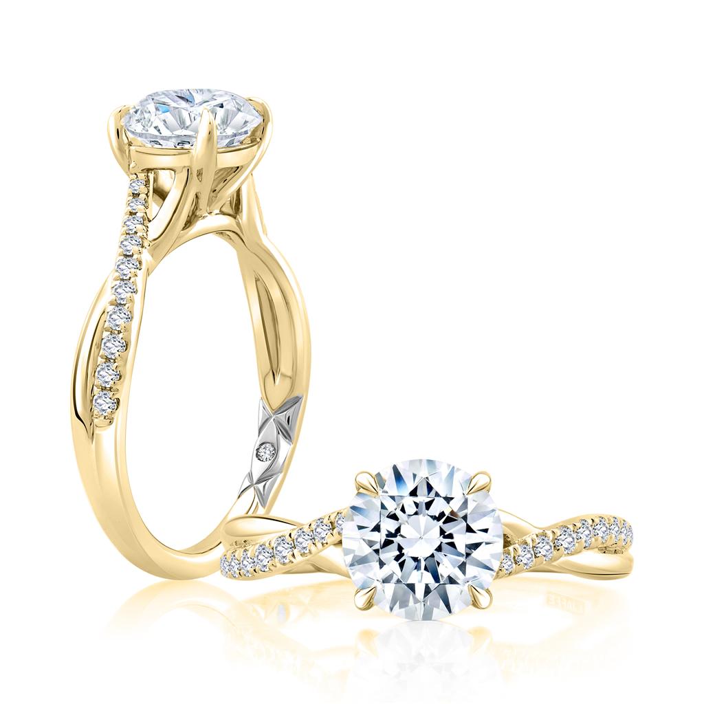 A. Jaffe 14K Yellow Gold Twist Semi-Mount Ring for 2.00ct Round Center