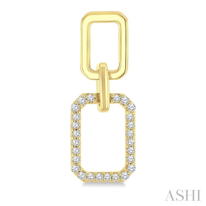 10K Yellow Gold Rectangular Dangle Diamond Earrings