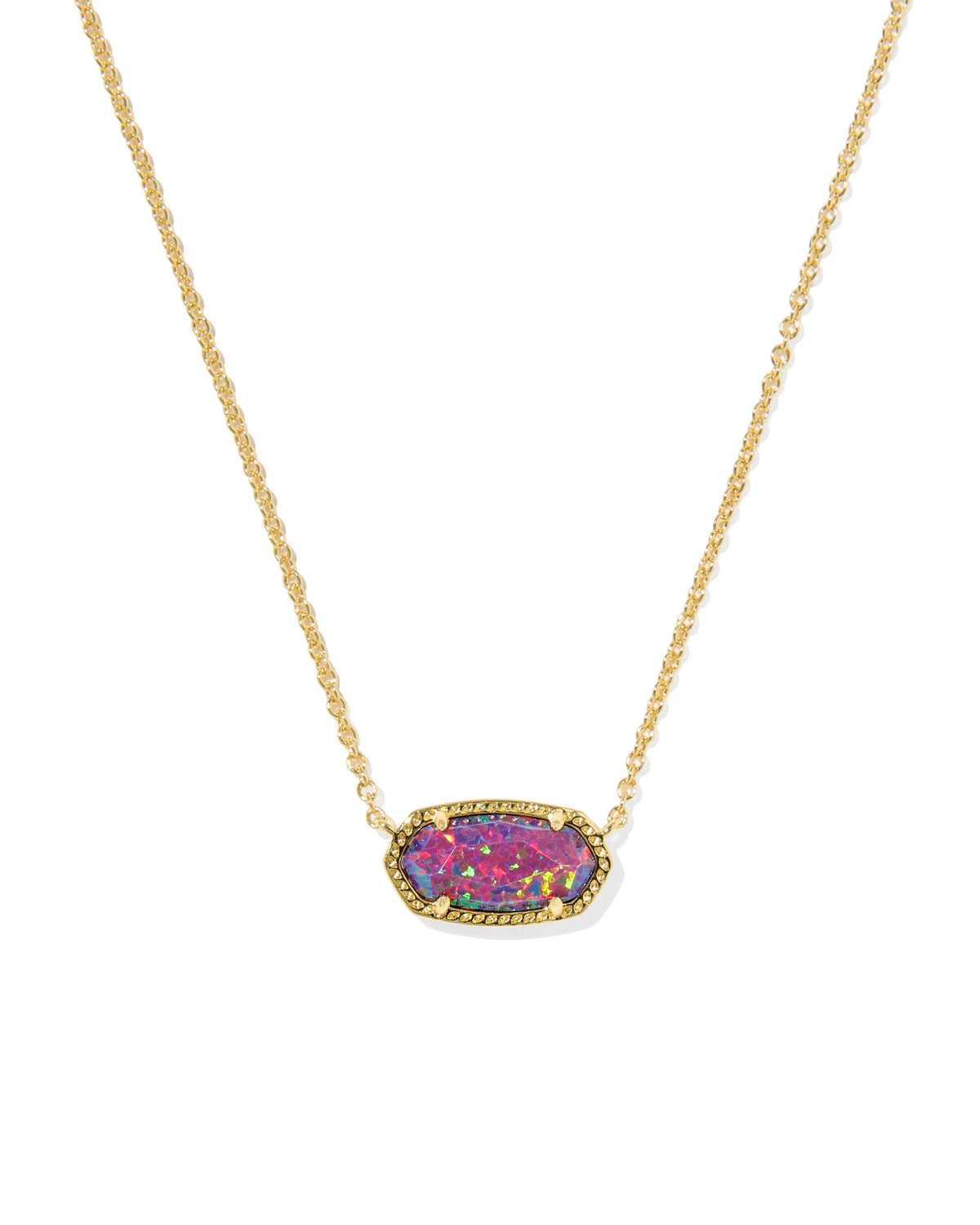 Kendra Scott Elisa Yellow Gold-Plated Dark Lavender Kyocera Opal Pendant Necklace