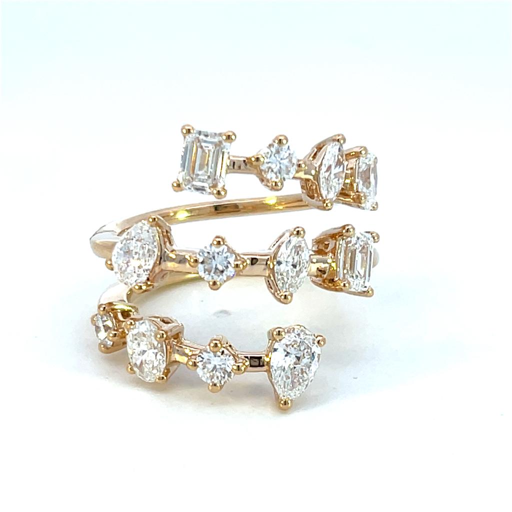14K Yellow Gold 2.00ctw Lab-Grown Diamond Multi-Shape Fashion Ring