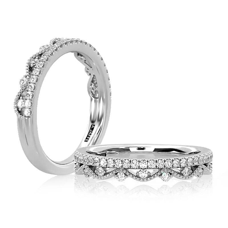 A. Jaffe 14K White Gold Round Diamond Wedding Band