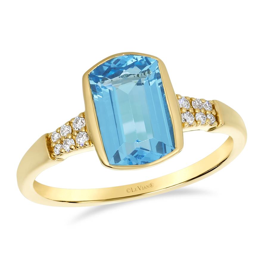 Le Vian 14K Yellow Gold Blue Topaz Ring, 0.06 CTW Diamonds