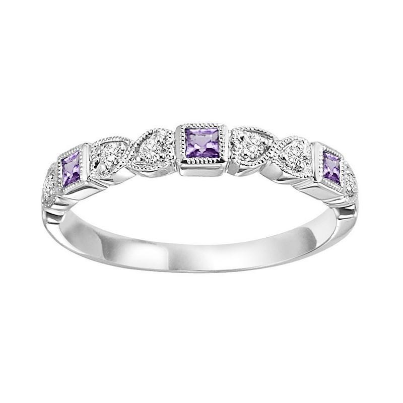 10K Gold Amethyst Ring, 0.20 CTW Diamonds