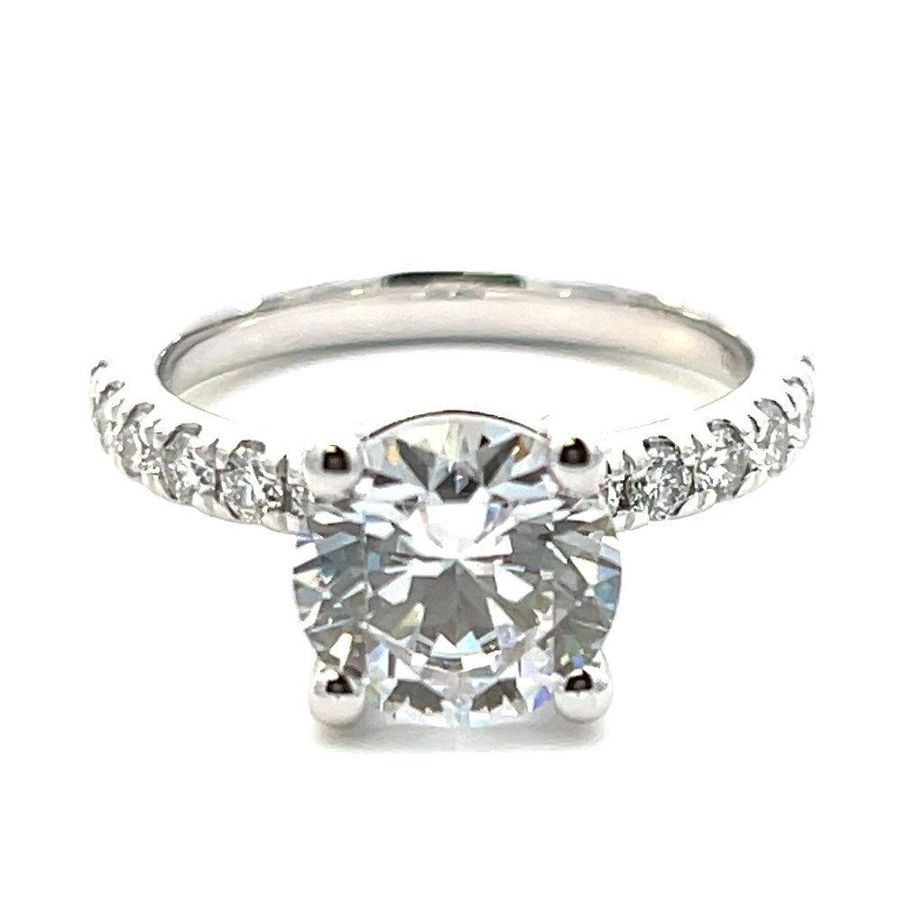 14K Gold Diamond Semi Mount Ring for Round Center, 0.38 CTW Diamonds