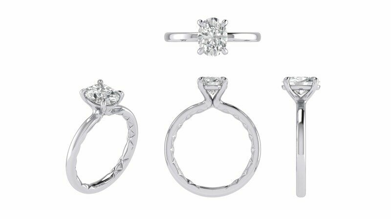 A. Jaffe 14K White Gold Solitaire Semi-Mount Ring for 1.50ct Oval Center