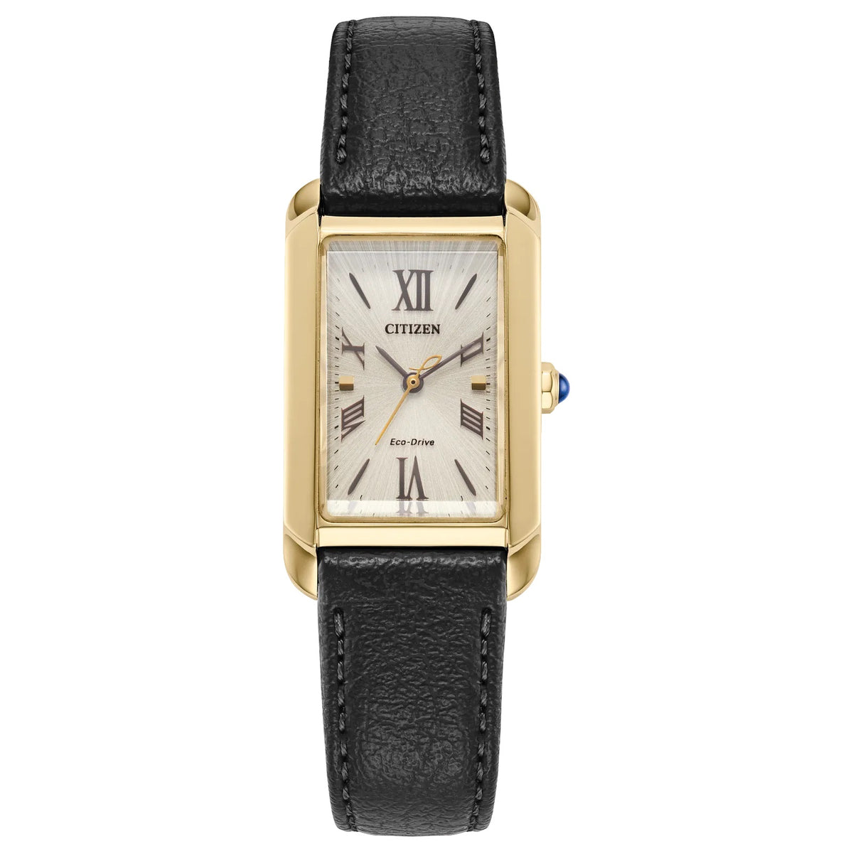 Citizen Eco-Drive L Bianca Gold-Tone Stainless Steel Women's Watch with Champagne Dial and Leather Strap